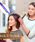Professional Hair Cutting Razor Kit With Stainless Steel Feather Styling Blade And 11 Replacement Inserts For Pro Thinning Texturizing and Precision Cuts For Salons And Home Use Featuring Secure Grip And Keen Edge Design To Help You Slay Crisp Fades, used by stylist on client.