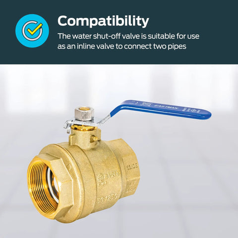 2 Inch IPS Heavy Duty Full Port Ball Valve Brass Plumbing Fitting For Water Lines Inline Shutoff With Easy Operation And Stamped Steel Handle