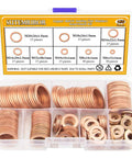 Assortment of Eight Sizes Copper Metric Sealing Washers And Flat Washers 150 Pieces Kit M6 M8 M10 M12 M14 M16 M18 M20