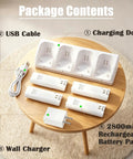 4 Port Wii Remote Charging Dock With LED Indicator, Includes 4 Rechargeable Battery Packs, Charges 4 Wii And Wii U Controllers