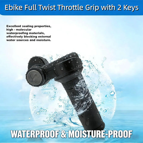 Full Twist Throttle Grip With 2 Keys For E Bikes, Smooth Acceleration, Ergonomic Handle, Fits Ridstar Q20 Q20 Pro Q20 Lite H20 H26 Pro And Most E Bikes On Standard Seven Eighths Inch Handlebars, Black