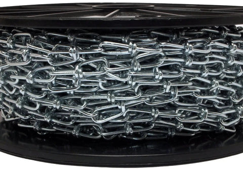 Double Loop Chain 3 Mm by 100 Feet Zinc Plated All Purpose Chain for Home and Industrial Use Tough as Nails Versatile and Durable 90