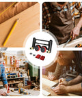 Tough As Nails Rust Proof Table Saw Roller Feeder Kit with aluminum rollers and feather boards on wooden workshop table.