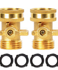 Heavy Duty Solid Brass Garden Hose Shut Off Valve Three Quarter Inch 2 Pack With Four Extra Rubber Washers Easy Grip Leak Proof Water Shut Off For Outdoor Hoses, brass valves and washers