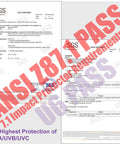 ANSI Z87.1 test report indicating pass for Anti Fog Tactical Shooting Glasses With Ballistic Eye Protection For Hunting, Airsoft, Range
