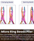 Micro Links Hair Extensions Kit With Stainless Steel Beads Closer And Remover Pliers, Pulling Hook, Bead Tool, Loop Needle, And Leather Pouch For Quick, No Fuss Feather And Hair Extensions. Stainless steel micro ring bead pliers for clamping and opening beads.