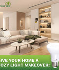 Living room with BR20 LED Bulbs 2700K Warm White Dimmable 6W to 50W Replacement 540 Lumens 90 CRI for indoor ambiance