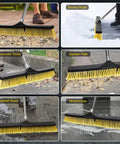 Heavy Duty 24.8 Inch Wide Push Broom With Dual Density Bristles Designed To Crush Gravel And Leaves On Driveways for sidewalk cleanup.