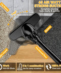 No Fuss Heavy Duty Cordless Handheld Vacuum Five In One With 500 Watt Motor And 46 Cubic Feet Airflow, Real Hepa Filter For Hardwood Floors Carpets And Cars, Plays Well With Common 20 Volt Batteries, Kicks Grit Quick; vacuum nozzle on various surfaces including tile and carpet.