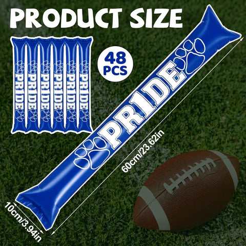 48 Pcs Thunder Sticks With Paw Print Design Inflatable Noise Makers For Parties, Sports Events, Dance Floors, Blue