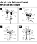 Instruction diagram for Two Handle Centerset Bathroom Faucet Designed For Matte Black Vanity Deck Mount Sink With Pop Up Drain.