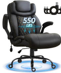 Big And Tall Office Chair With Lumbar Support For Back Pain, Breathable PU Seat, Adjustable Flip Up Armrests, 550 lbs weight capacity