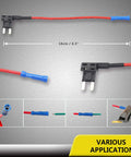 Front view of 12V Car Add A Circuit Fuse Tap Adapter Kit with Mini ATS Blade Fuse Holder Dual Slot for safe circuit expansion