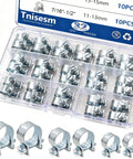 Automotive hose clamp set by Amazon, 32-piece metal clamps in clear case, sizes 1/4, 5/16, 3/8 inches for fuel lines