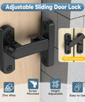 90 And 180 Degree Sliding Barn Door Lock Adjustable Zinc Alloy Security Latch installed on wooden door with 180-degree mount.