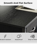 Close-up of 47 Inch L Shaped Gaming Desk With LED Lights And Power Outlets, Reversible Computer Desk With Shelves, scratch-resistant surface