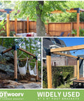 Image of outdoor structures using 4 Pack 3-Way Right Angle Pergola Bracket Kit For 4x4 Wood Beams Tough As Nails Cast Iron With Galvanized Waterproof Layer And Black Powder Coat Easy 0.98 Inch Slot Insertion Outdoor Gazebos Patios Log Cabins.