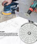 Four Step Quick Polish Diamond Pads Kit for Granite Concrete Quartz Marble countertops, 4-inch wet dry pads on tools