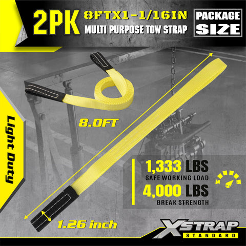 Two Pack 1 Inch By 8 Foot Beefy Lift Slings With Wear Guard Ends Flat Eye Web Straps Heavy Duty Lifting Slings 2 Reinforced Loops