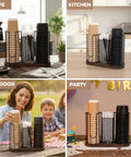 Three Compartment Coffee Cup And Lid Holder With Wooden Base, Go To Countertop Coffee Station Organizer, Durable Dispenser