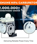 Echo SRM 225 Carburetor Replacement For Trimmer Weedeater Fits SRM 225 GT225 PAS 225 PE225 SHC225 PPF225 A021001692 RB K93 Zama Replacement Carburetor Easy Plug And Play Install image showing genuine HIPA carburetor product with metallic finish and installation features.