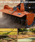 Workhorse 53 Inch 3 Point Rotary Tiller Attachment For Cat 1 Tractors With PTO Drive 540 RPM Gearbox in field