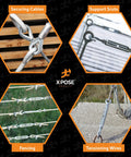 Various uses of Five Sixteenths Inch Hook And Eye Turnbuckle Beefy Heavy Duty Galvanized Steel Tensioner for cables and wires.