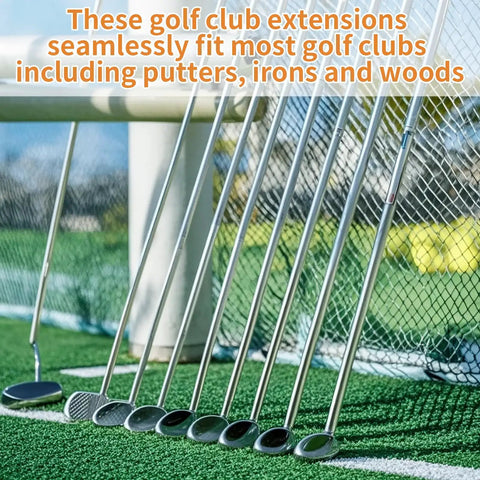 5 Pcs Golf Shaft Extenders Steel 0.60 Inch Diameter 30.8 Cm Long Each Fits Two Clubs Putter Extension Kit displayed on grass