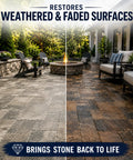 No Fuss Top Shelf Slick Water Based Color Enhancing Sealant For Natural Stone Pavers Concrete Brick And Grout Revives Weathered Floors Indoors Or Patios With Durable Breathable Shield Huge Four Gallon Can patio transformation before and after with restored stone surface