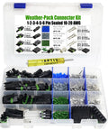 Total Beast 373 Pieces Weather Pack Auto Wiring Connector Kit With Male Female Terminals Fit 10 To 20 AWG Wires 1 To 6 Circuits Includes Removal Tool And Sealer Housing Sweet For Quick Disconnect Splice Jobs On Your Rig Or Boat, open kit with connectors and terminals