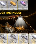 All In One Camping String Light Rope 21 Ft Waterproof LED 3000LM USB Rechargeable With Power Bank, 7 Lighting Modes pictured