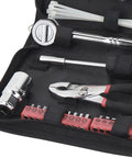 56 Piece Compact Metric Auto Tool Set in Zippered Case for Roadside and Motorcycle Repairs with Sockets, Hex Keys, Pliers, Close-Up