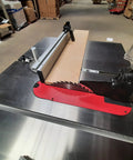 27 Position Precision Miter Gauge With 24 Inch Fence for table saws installed on workbench with saw blade visible