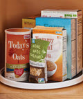 18-Inch Lazy Susan Turntable Organizer For Pantry And Cabinets Non-Skid Spinner For Spices Condiments And Bottles with breakfast foods