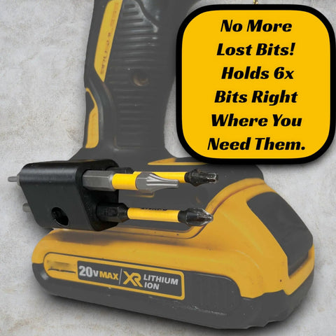 Six Bit Drill Bit Holder For Cordless Drills And Impact Drivers, Attaches To Factory Mount, Keeps Bits Right At Hand