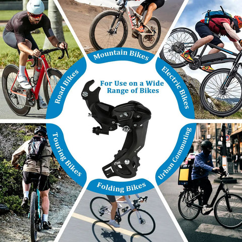 Diagram showing Rear Derailleur RD TY300 SGS 6 To 7 Speed Hanger Mount use for road, mountain, electric, touring, and folding bikes.