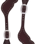 Spur Straps With Pewter Spots For Rugged Riding, Heavy Harness Leather Oil Dipped, Saddle Butter Finish, Hand Rubbed
