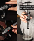 Six Inch Digital Caliper Handy Electronic Measuring Tool with Inch and Millimeter Modes showing internal and depth measurement