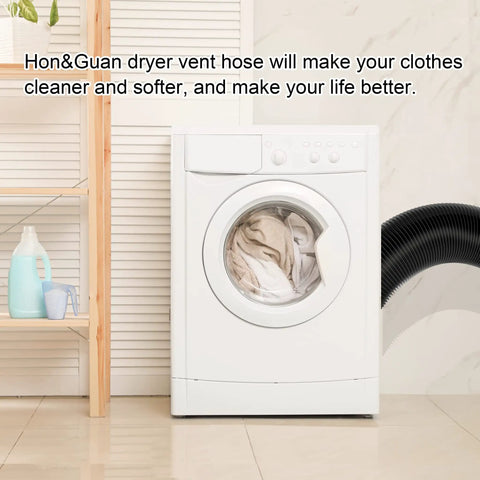 6 Inch Insulated Flexible Dryer Vent Duct 8 Ft with Heavy Duty Three Layer Protection attached to white dryer