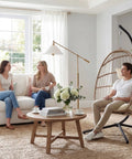 Hanging Egg Chair With Stand And Footrest For Indoor Outdoor Use, Foldable Wicker Rattan Patio Egg Swing Chair with UV resistant cushion