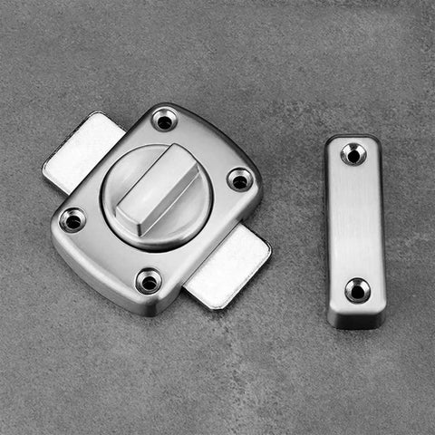 Hella Tough Zinc Alloy Gate Latch For Sliding Doors Rock Solid Right Angle Hook Buckle Silver Finish Heavy Duty Rust Resistant Outdoor Security Hardware Kit showing lock mechanism and strike plate.