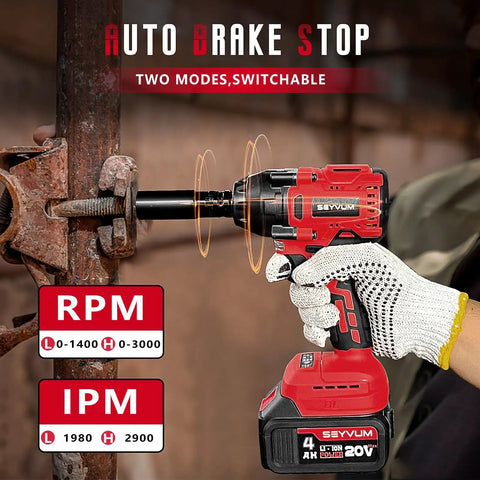 Cordless Half Inch Impact Wrench Beast Delivers 320 Ft Lbs Max Torque, 20V Brushless Motor, 4.0Ah Battery in use on metal bolts