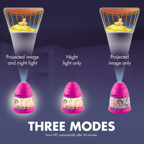 Princess Night Light Projector With Eight Princess Images, USB Plug In LED Nightlight For Kids, Wall Or Ceiling Projection Up To 12 Feet, Easy Image Wheel, Battery Back Up, Ideal For Bedroom Nursery Hallway Playroom