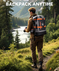 Man hiking in nature with Waterproof Dry Bag Backpack 40L for Men and Women Roll Top Rugged Heavy Duty Cushioned Pack