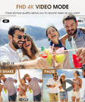 Group of friends enjoying drinks outdoors, showcasing 4K Digital Camera With 48MP Auto Focus, 16x Zoom, Vlogging Ready Anti Shake features