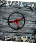 Universal 14 Inch PU Racing Steering Wheel With Horn Button Red Drift Style For Car Truck Golf Cart And Simulator
