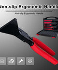 3 Piece Hand Seamers Set With Straight Jaw, 45 Degree, And 90 Degree Pliers shown with tool box, ergonomic handles displayed