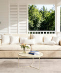 12x20 Outdoor Pillow Inserts Pack Of 2 Waterproof Square Throw Pillows on patio couch with nature view