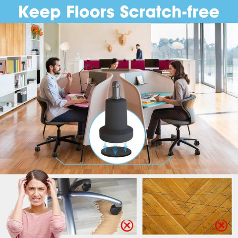 Heavy Duty Office Chair Glides Convert Swivel Casters To Stationary Feet For Gaming Or Desk Chairs Easy Slide On Anti Roll Floor Safe Rock Solid Setup Keeps Things Dead Still No Slipping Allowed in office setting.