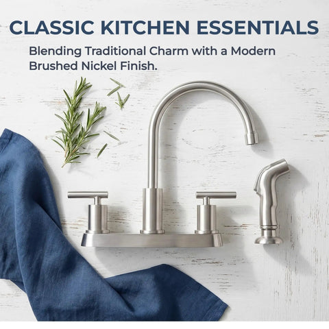 Brushed Nickel Kitchen Faucet With Sprayer And Side Sprayer Stainless Steel Touch Activated RV Ready 3 Or 4 Hole Sink Faucet Modern High Arc Design Fingerprint Resistant And Durable Built To Last
